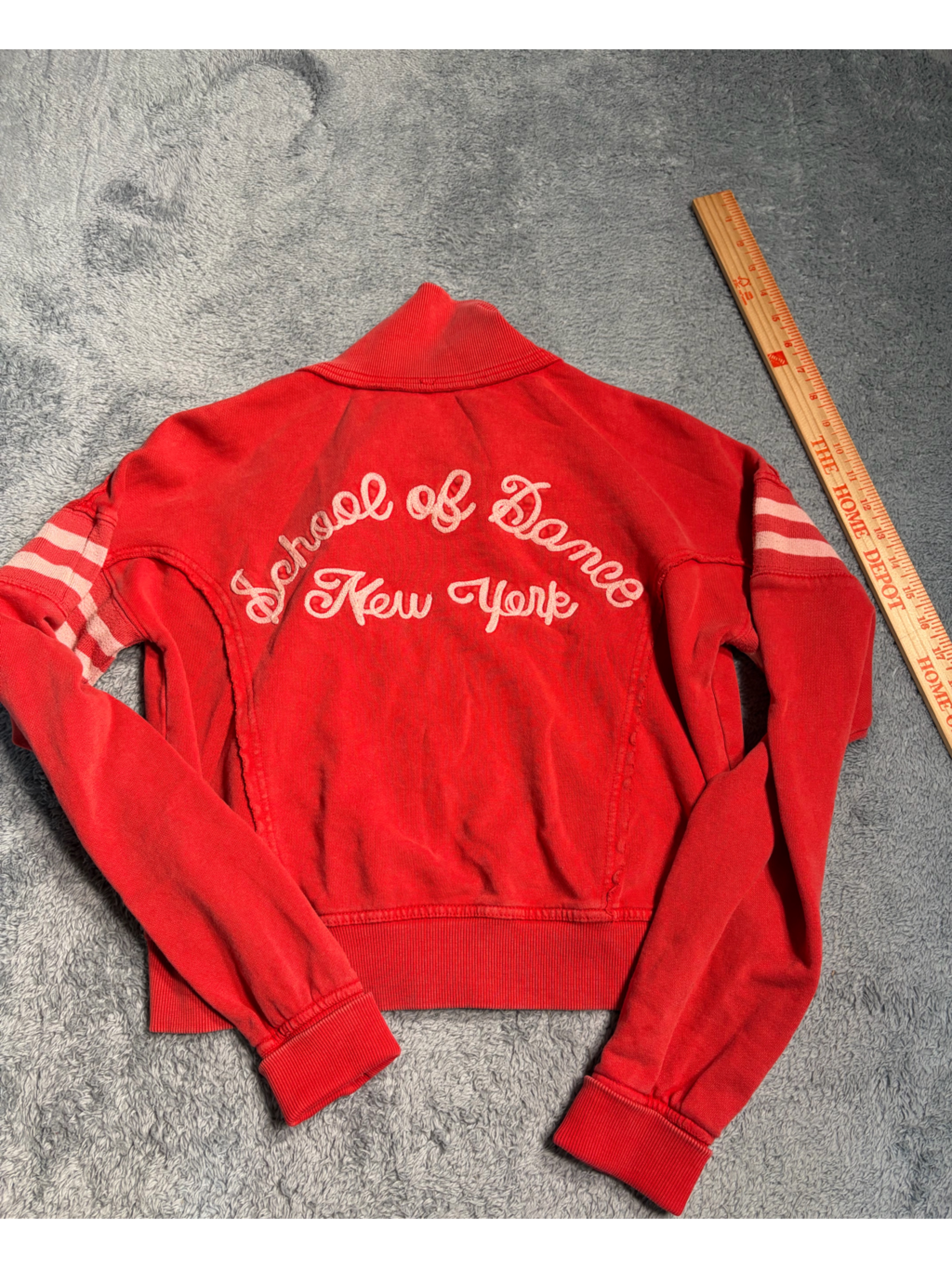 Free People School Of Dance New York Red Zip-Front Track Jacket Sweatshirt Small